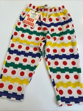 NEW Bobo Choses Organic Cotton Geometric Print Waffle Knit Drawstring Pants